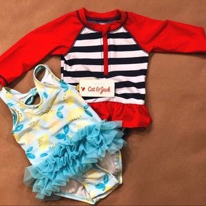 Baby Girl Cat & Jack Bathing Suits Size 3-6m